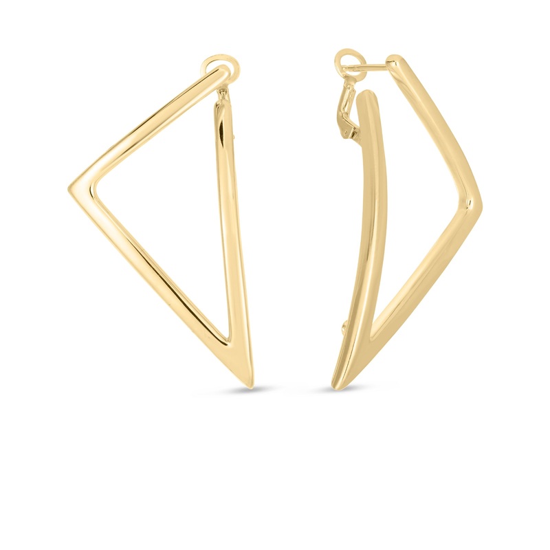 18K Yellow Designer Gold Medium Triangle Earrings