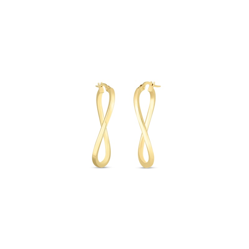 18K Yellow Designer Gold Twist Hoop Earrings