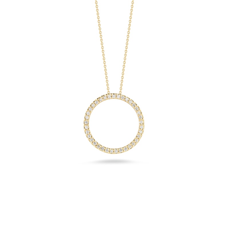 18K Yellow Gold Tiny Treasures Medium Diamond Circle Pendant