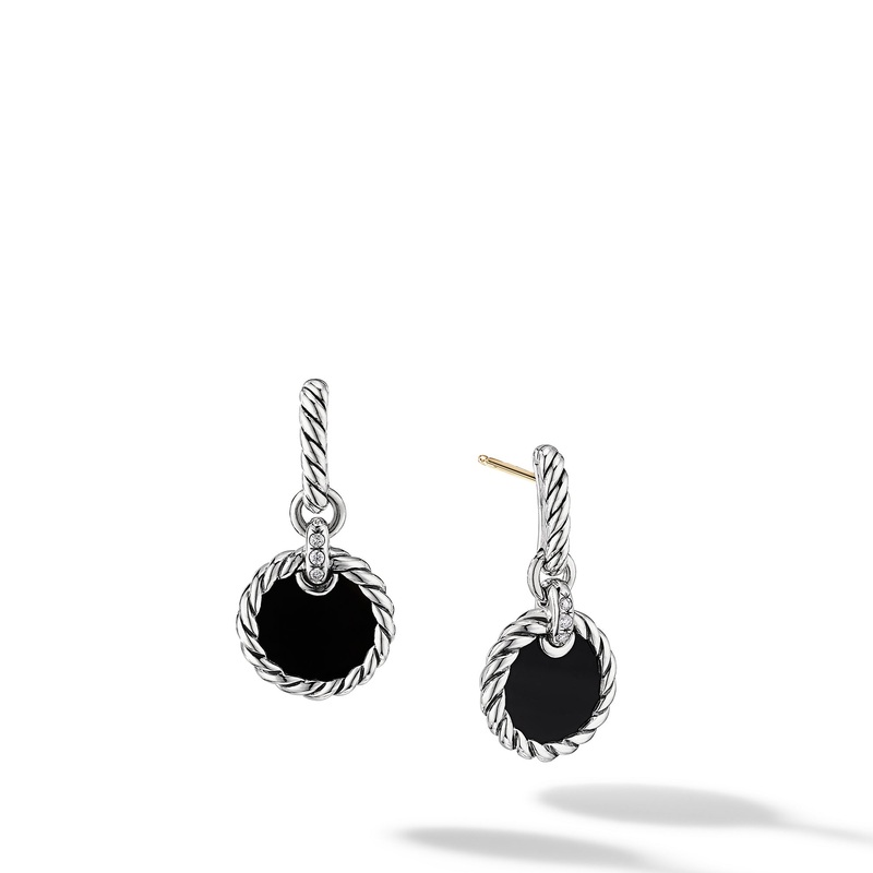 DY Elements Drop Earrings with Black Onyx and Pave Diamonds
