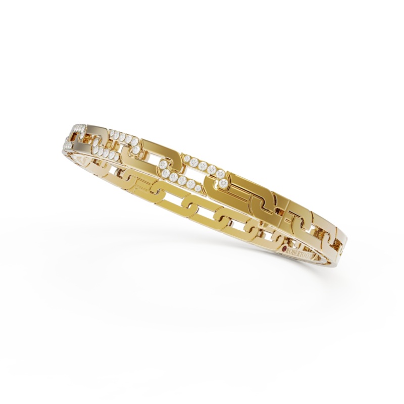18K Yellow Gold Navarra Diamond Accents Slim Bangle