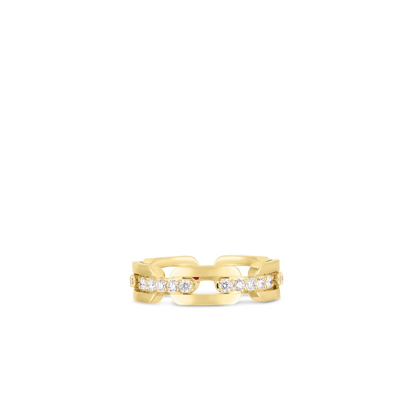 18K Yellow Gold Navarra Hard Chain Link Diamond Ring