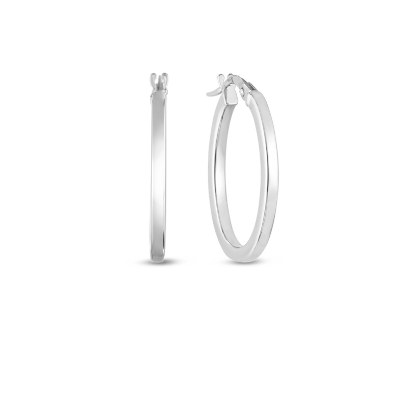 18K Designer Gold Petite Square Edge Oval Hoop Earrings