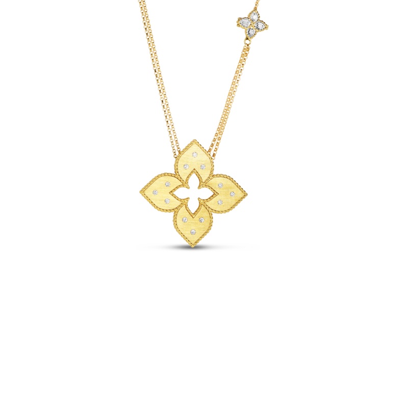 18K Yellow Gold & Diamond Venetian Princess Cut-Out Pendant