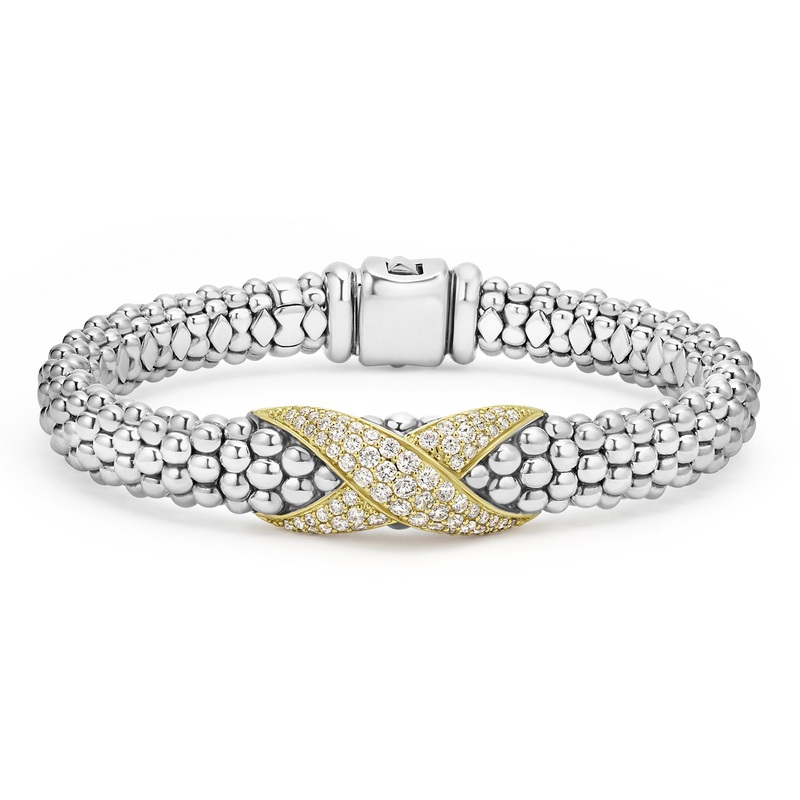 Embrace Two-Tone Diamond X Caviar Bracelet | 9mm