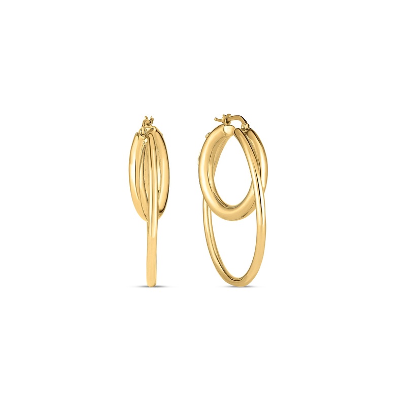 18K Yellow Designer Gold Double Hoop Earrings