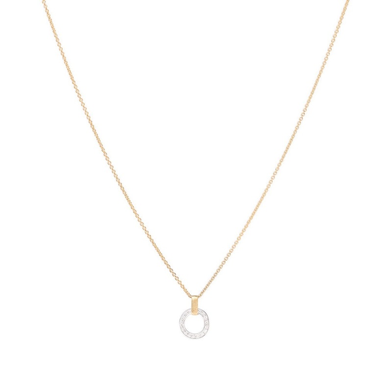 18K Yellow Gold Diamond Pave Circle Pendant
