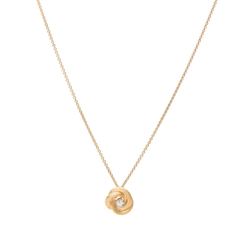 18K Yellow Gold Floral Pendant With Diamond Center