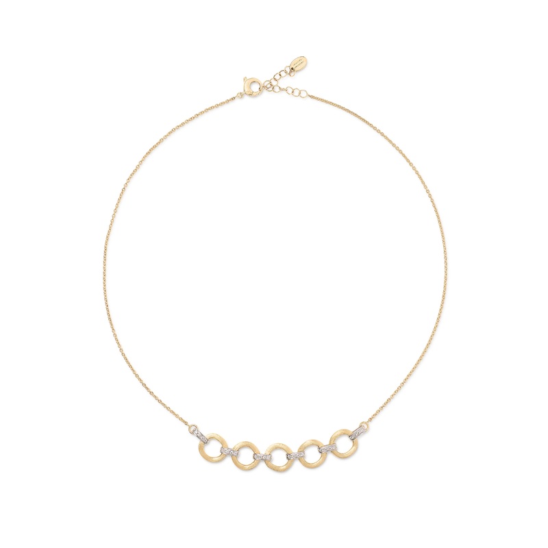 18K Yellow Gold Four Link Diamond Half Collar Necklace