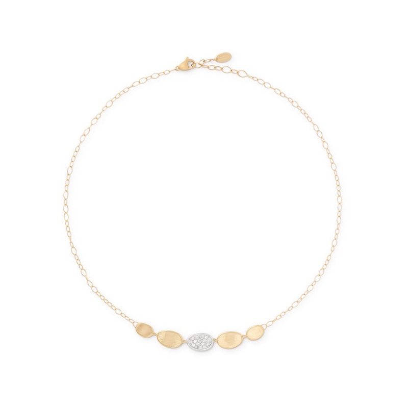 18K Yellow Gold “Halfie” Petal Necklace With Diamonds