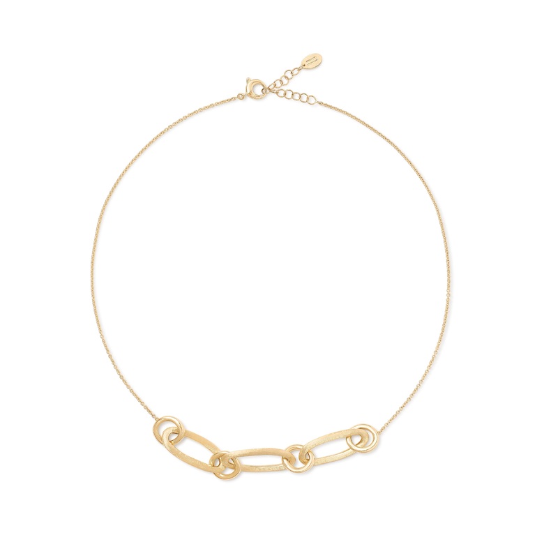 18K Yellow Gold Mixed Link Half Collar Necklace