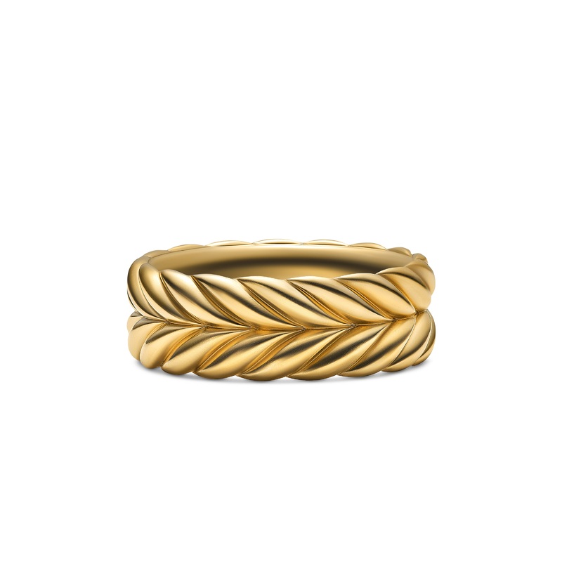 Chevron Band Ring in 18K Yellow Gold, 9mm