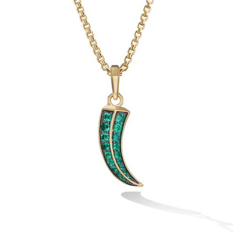 Roman Claw Amulet in 18K Yellow Gold with Emeralds, 37mm