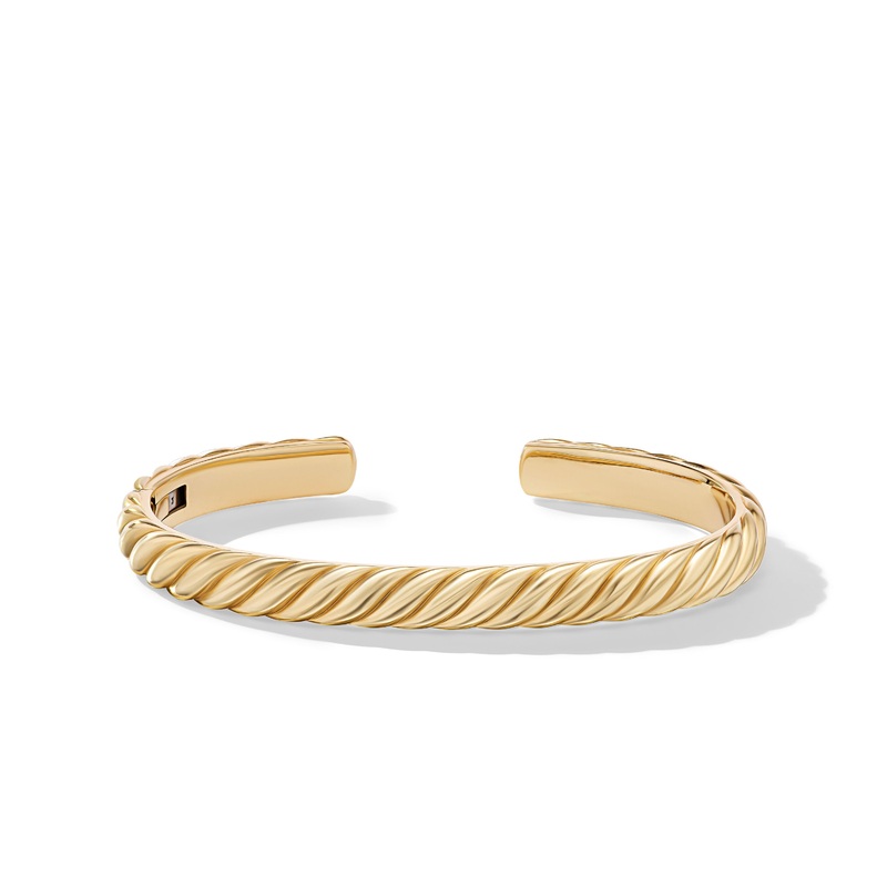 Sculpted Cable Cuff Bracelet in 18K Yellow Gold, 7mm