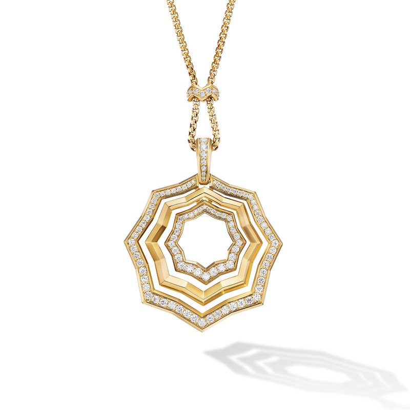 StaxZig Zag Pendant Necklace in 18K Yellow Gold with Diamonds, 38mm