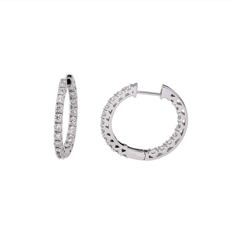 14K Gold 1.00 ctw. Diamond Hoop Earring