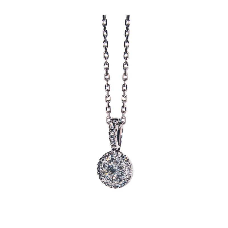 14K White Gold Round Diamond Cluster Drop Pendant (.35 ct. tw.)