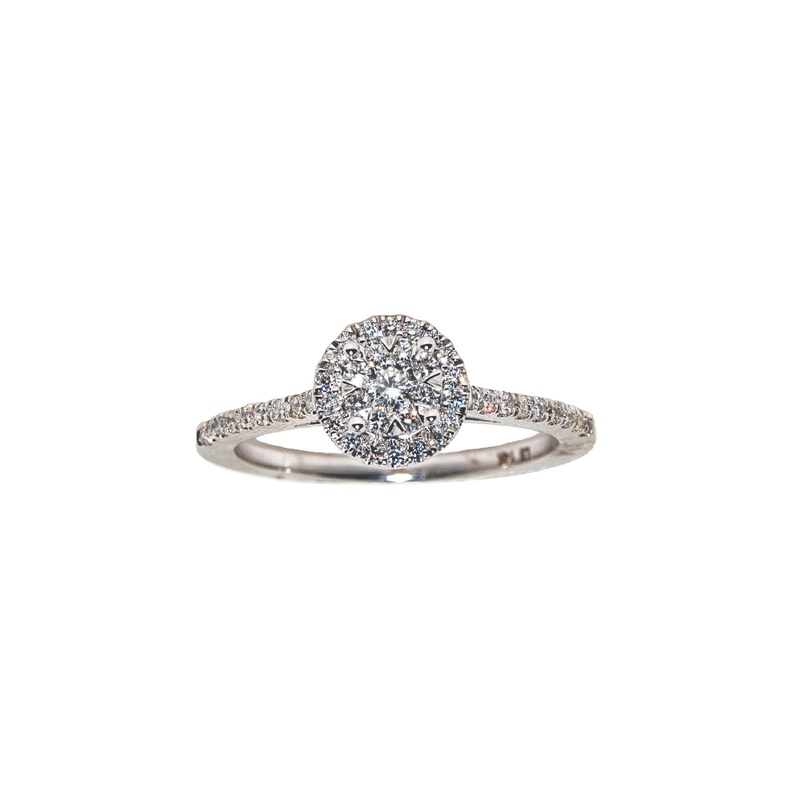 14K White Gold Round Diamond Cluster Ring (.35 ct. tw.)
