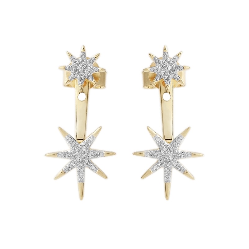 14K Yellow Gold 0.18 CTW Diamond Star Drop Earring