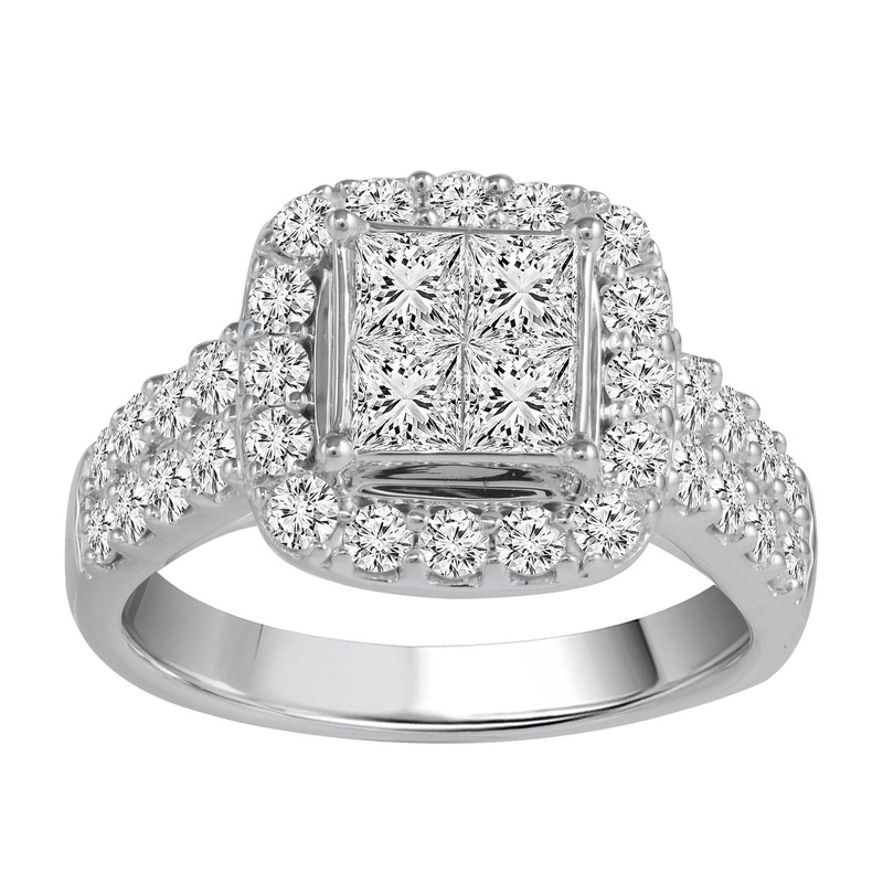 18K White Gold 2.00 CTW Diamond Cluster Ring