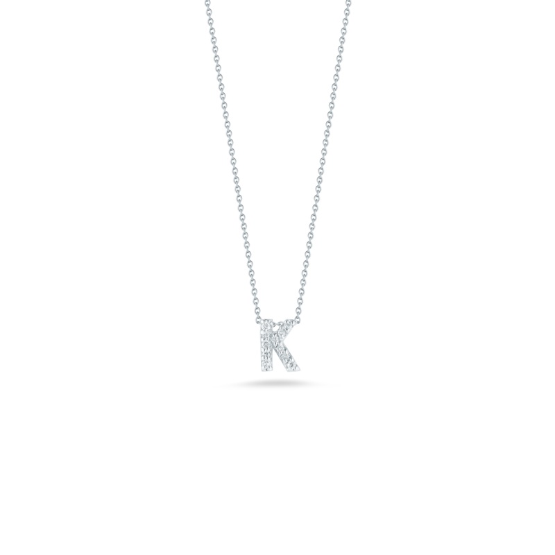 18K White Gold Love Letter K Pendant With Diamonds