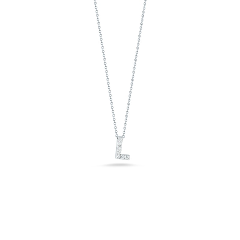 18K White Gold Love Letter L Pendant With Diamonds