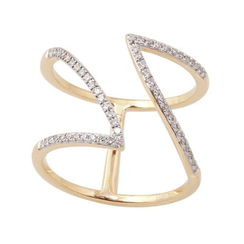 14K Gold 0.17CTW Free Form Diamond Ring