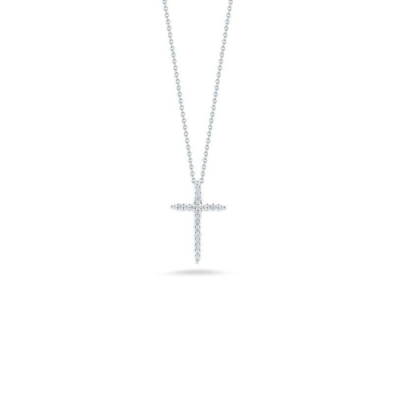 18K White Gold Cross Pendant With Diamonds
