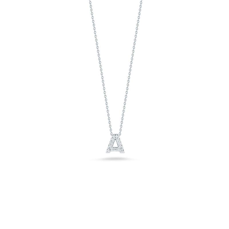 18K White Gold Love Letter A Pendant With Diamonds