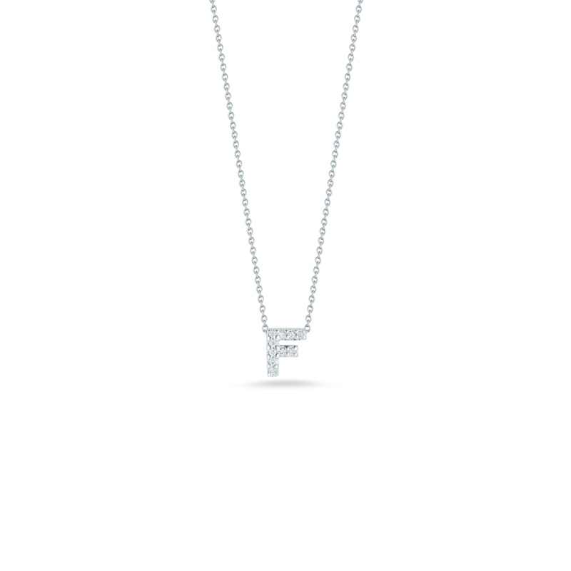 18K White Gold Love Letter F Pendant With Diamonds