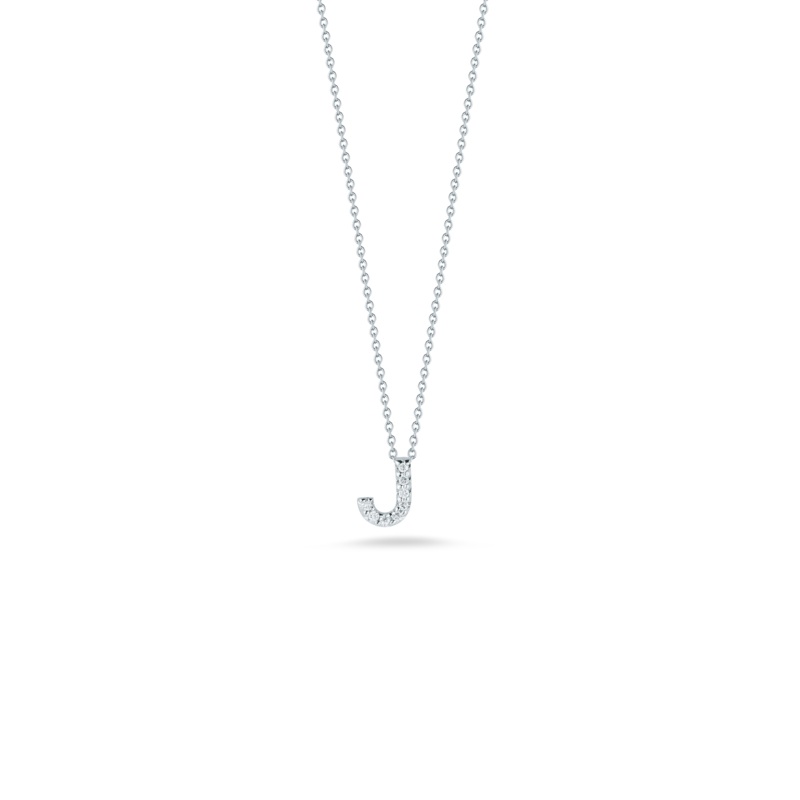 18K White Gold Love Letter J Pendant With Diamonds