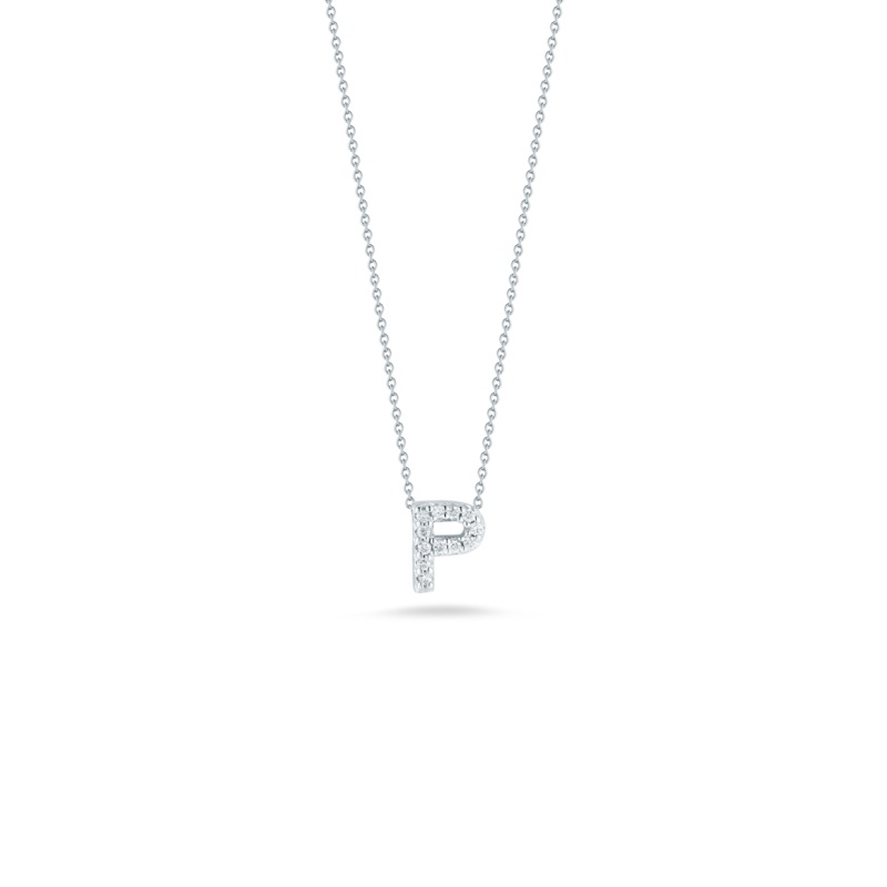 18K White Gold Love Letter P Pendant With Diamonds