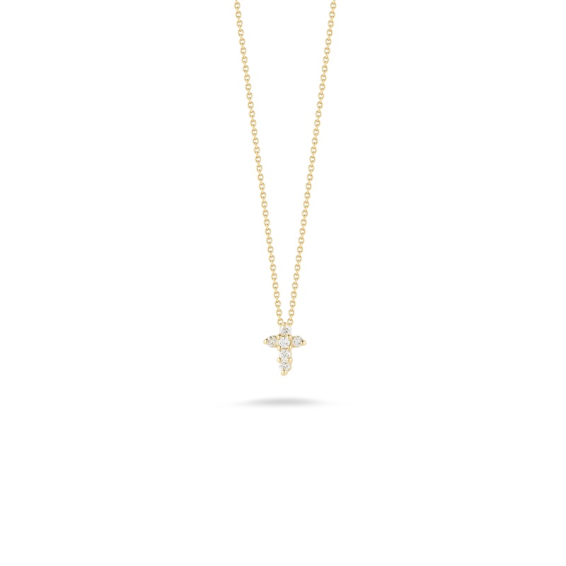 18K Yellow Gold Baby Cross Pendant With Diamonds
