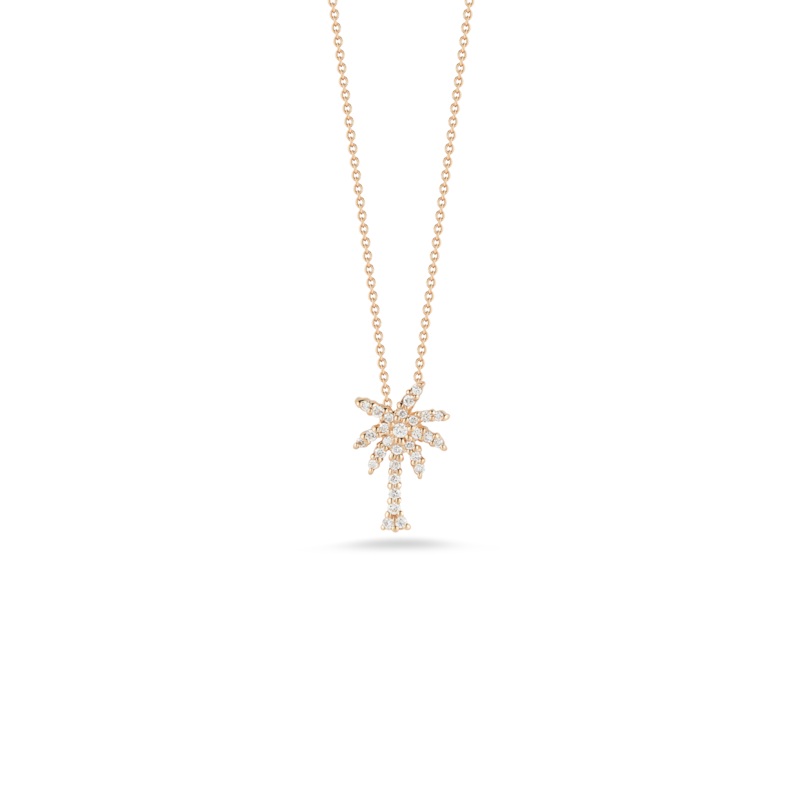 18K Yellow Gold Palm Tree Pendant With Diamonds