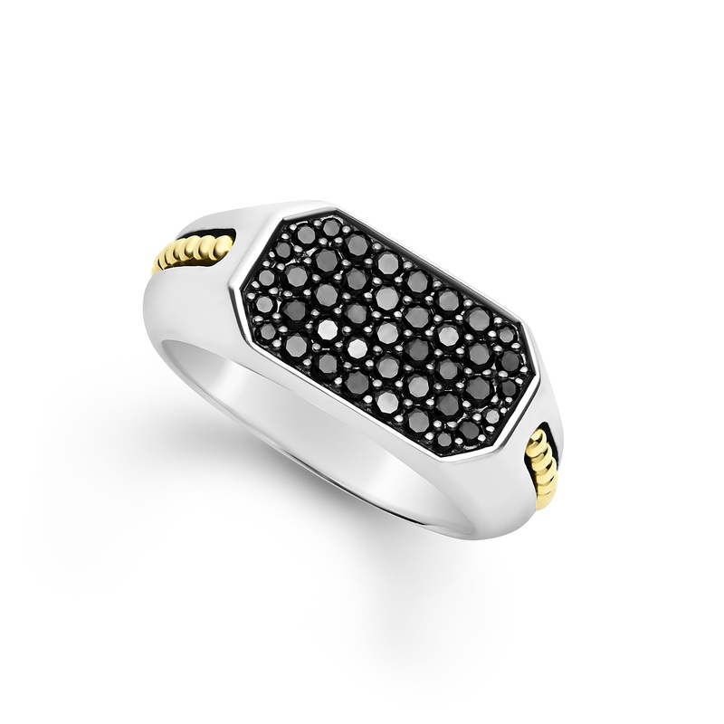 Anthem Two-Tone Octagon Black Diamond Ring