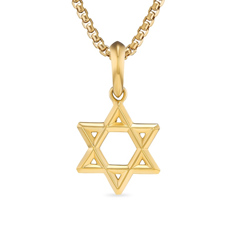 Star of David Pendant in 18K Yellow Gold, 19mm