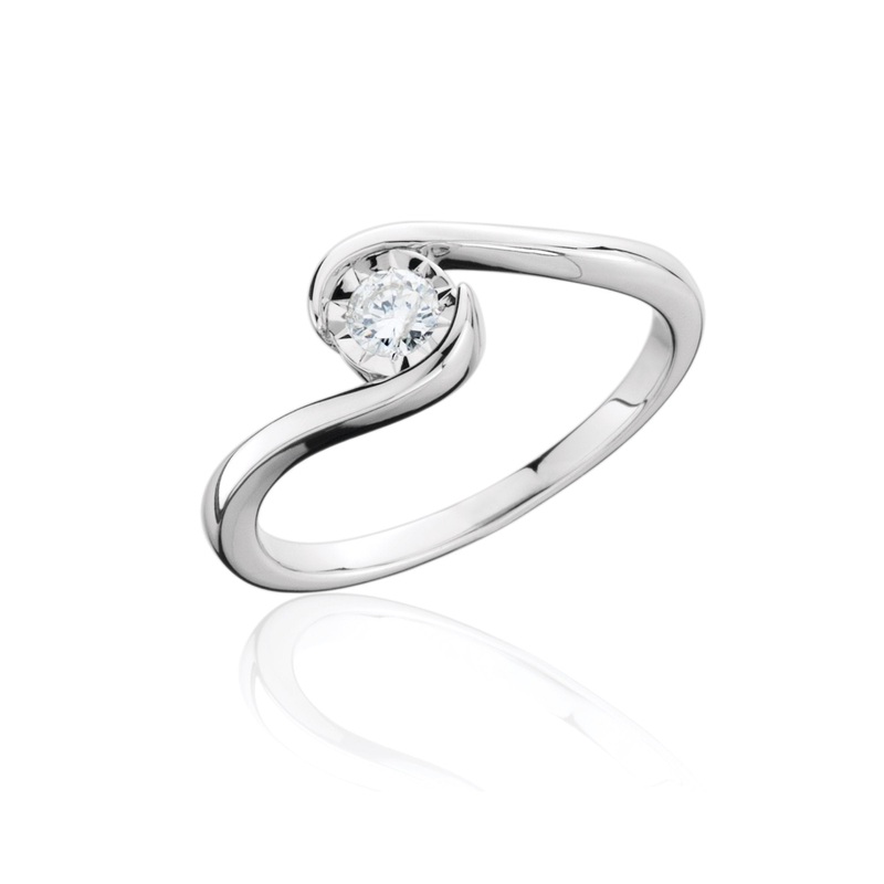 14K White Gold Diamond Swirl Ring