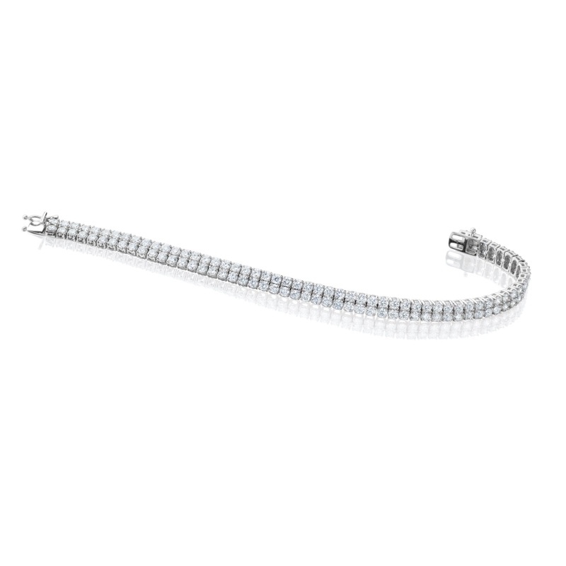 14KT White Gold Double Row Diamond Bracelet 10.00 CTW