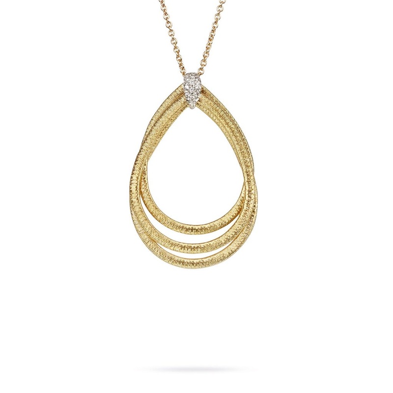 18K Yellow Gold  & Diamond Medium Woven Pendant