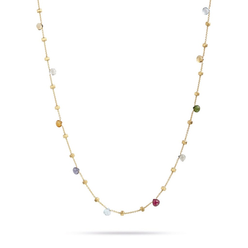 18K Yellow Gold  & Mixed Stone Long Necklace