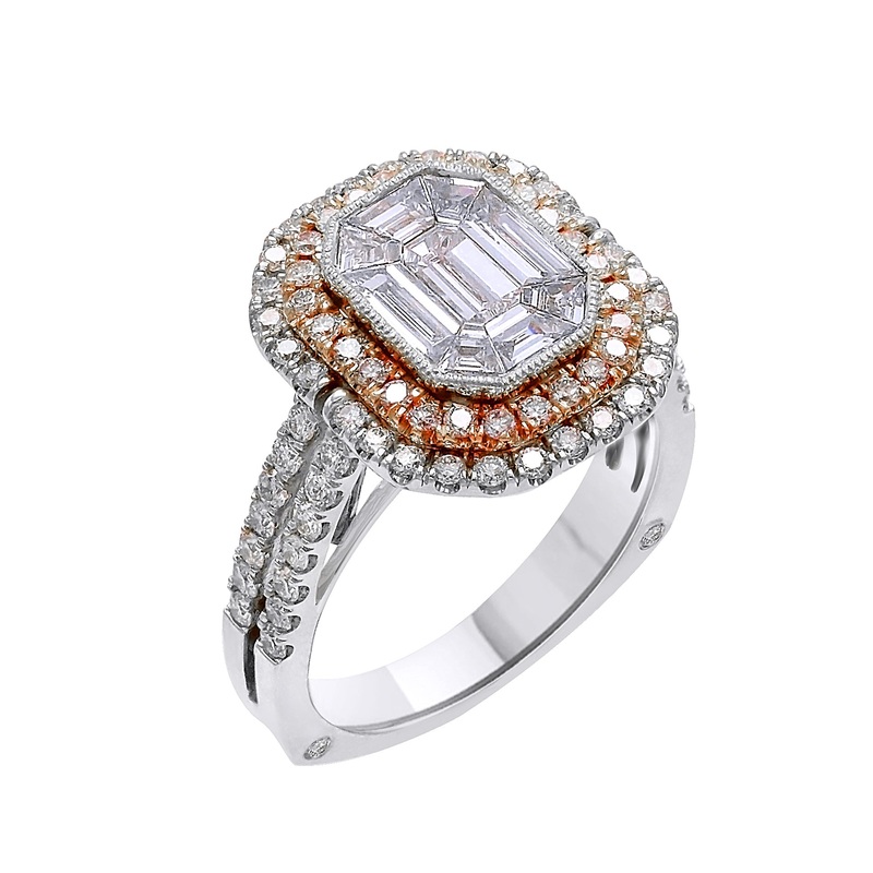 18KT Rose and White Gold Double Halo Fancy Diamond Ring (2.35 ct. tw.)