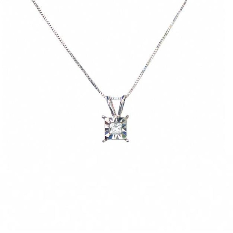 0.17 CTW Square Miracle Setting Diamond Pendant