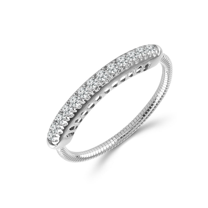 14K White Gold 0.20 ct. tw. Pave Diamond Flexible Bar Ring