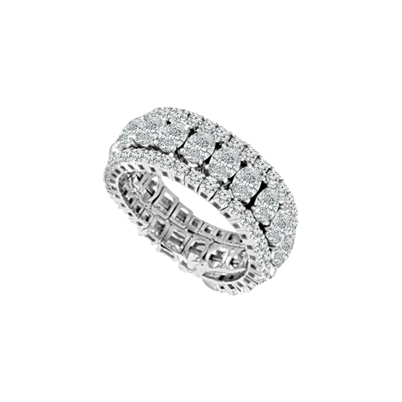 14K White Gold 3.50 ct. tw. Oval and Round Diamond Flexible Eternity Band