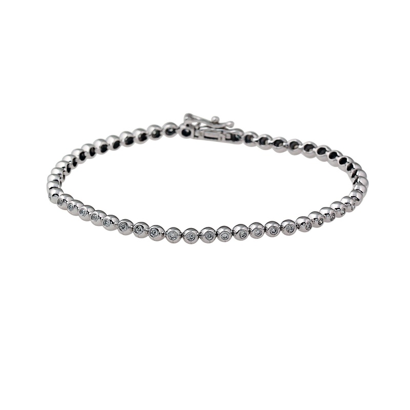 14K White Gold Bezel Set Diamond Tennis Bracelet (1.00 ct. tw.)