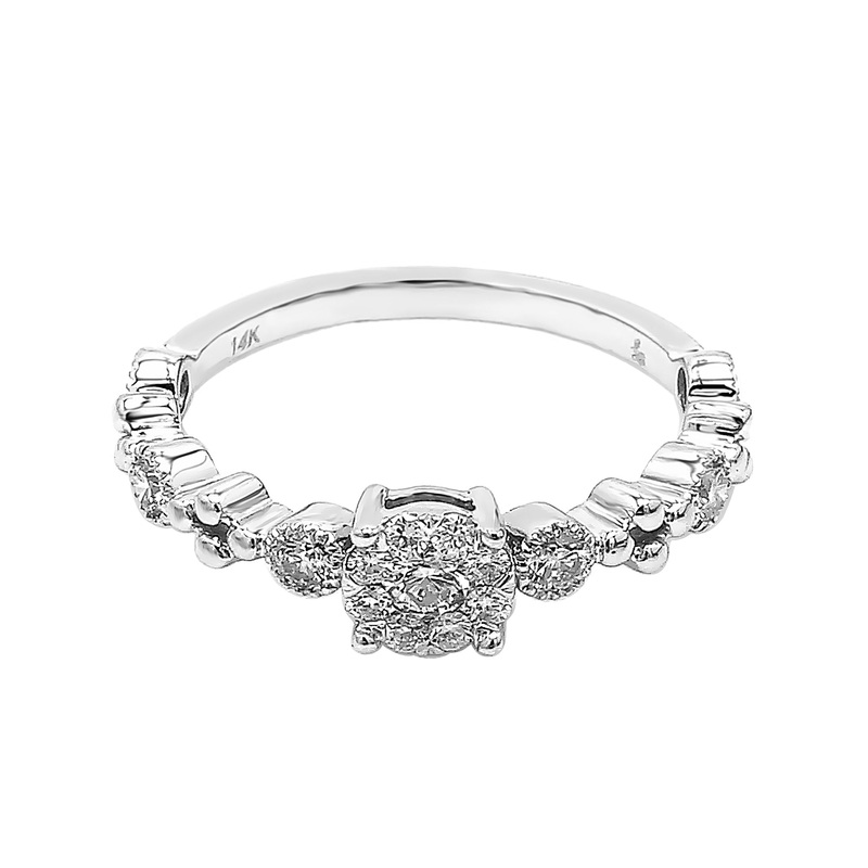 14K White Gold Diamond Cluster Stacking Ring (0.40 ct. tw.)