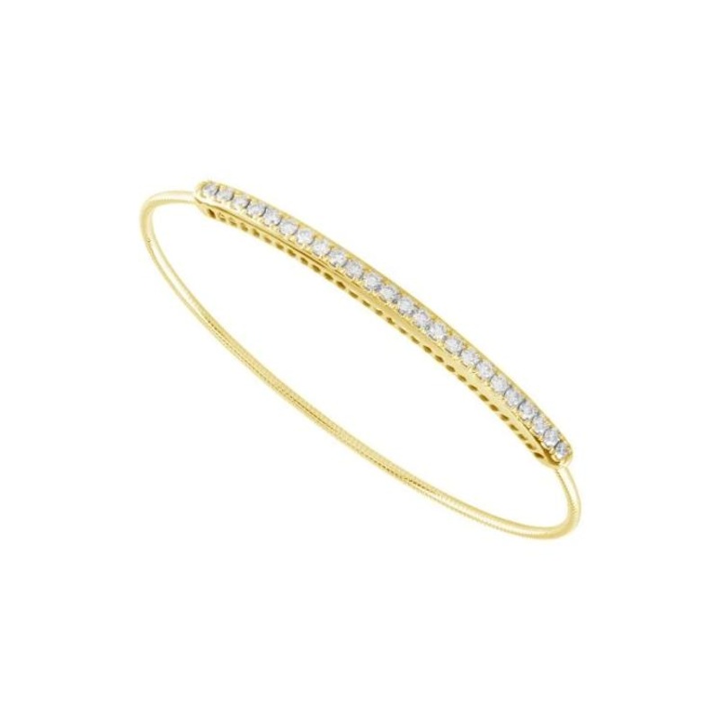 14K Yellow Gold 1.00 ct. tw. Pave Diamond Bar Flexible Bangle