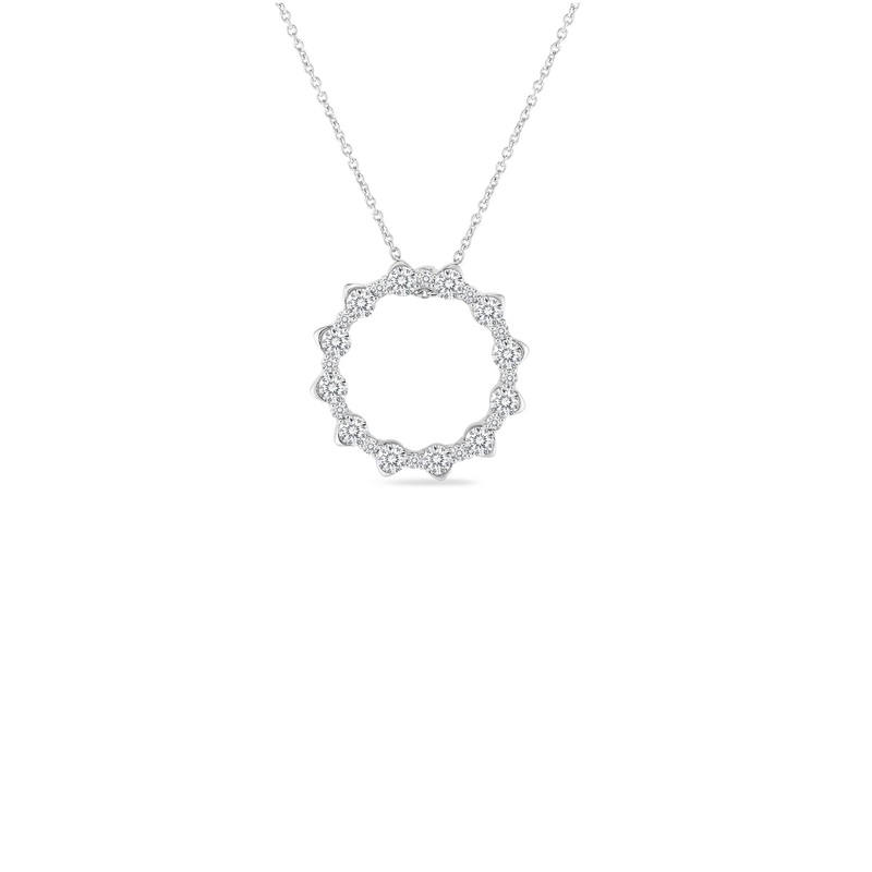 18K Gold Marquis Circle Pendant With Diamonds