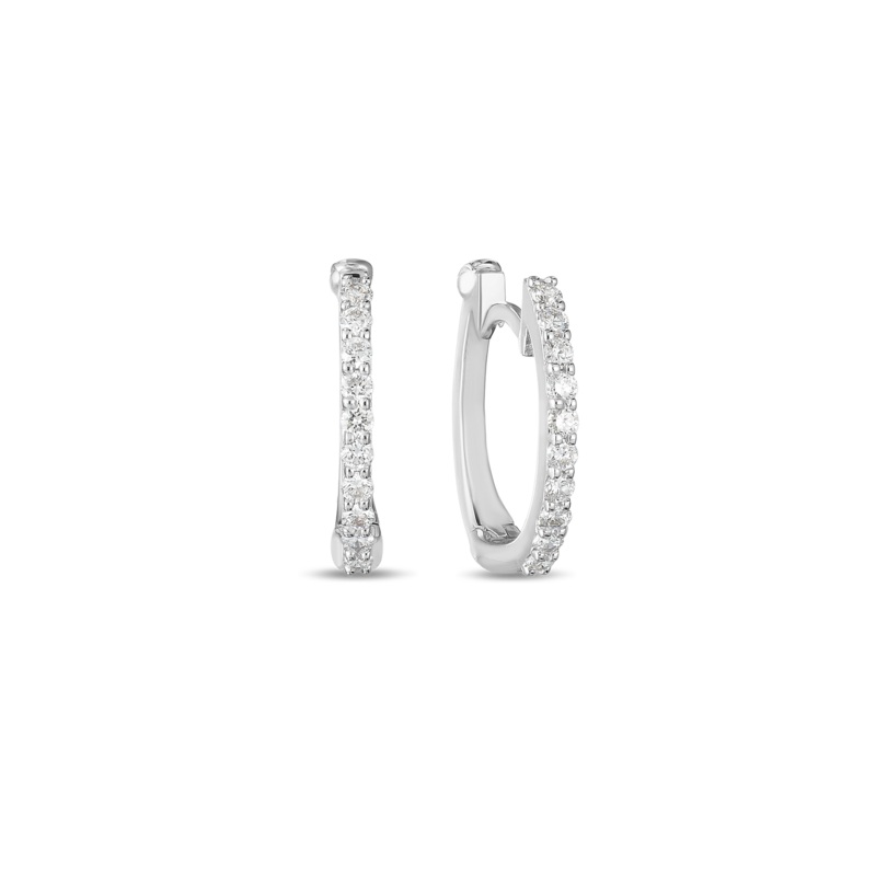 18K White Gold Huggie Earrings With Diamonds