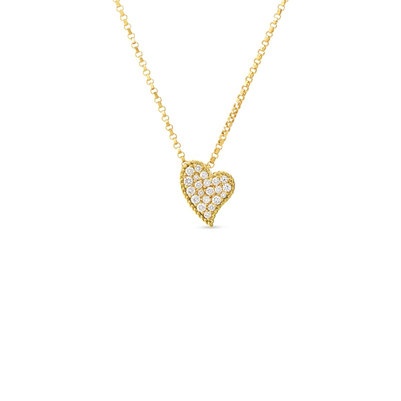 18K Yellow Gold Diamond Heart Necklace